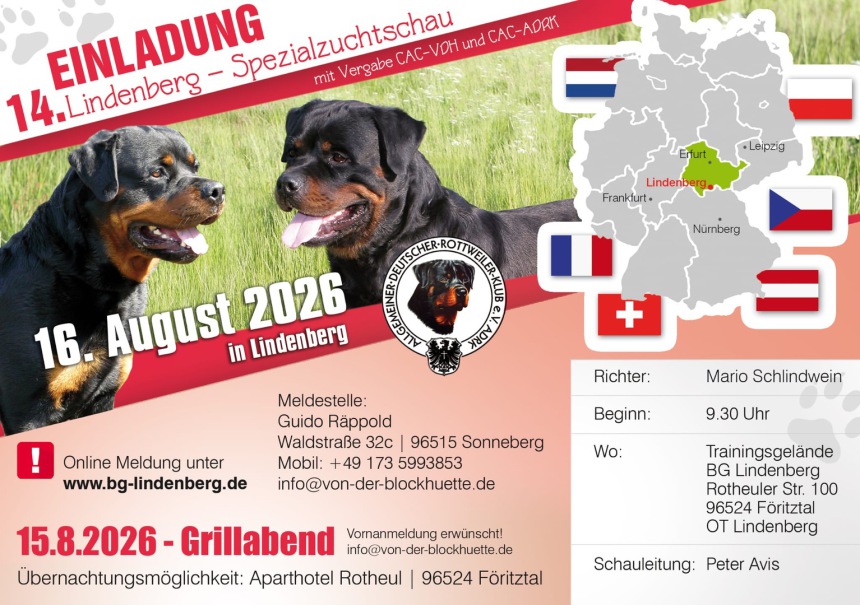 Flyer Einladung 14. Lindenbergschau am 16.08.2026