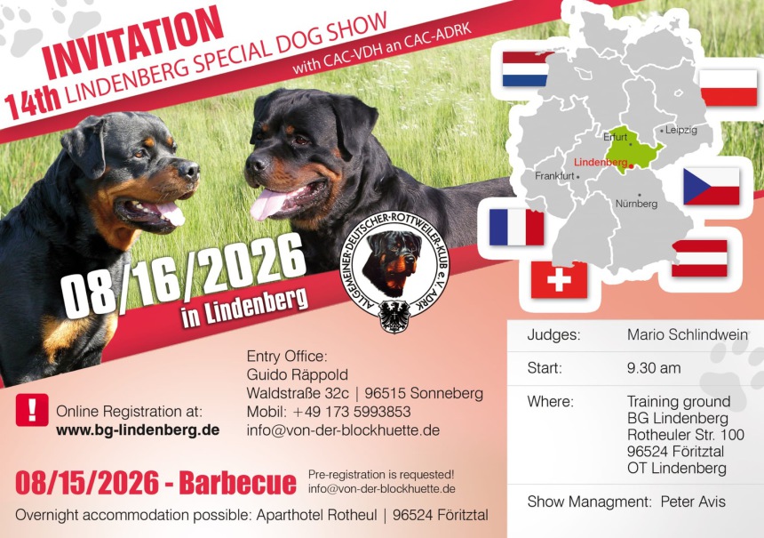 Flyer Invitation 14. Lindenbergschau am 16.08.2026